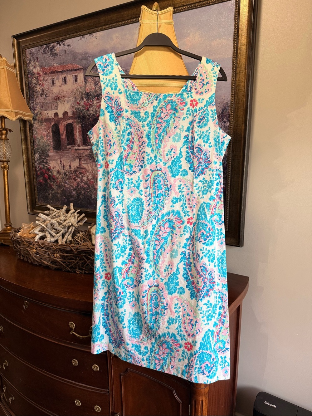 Talbots Aqua, Pink & Green Paisley Dress